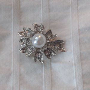 Silver Brooch with Crystals